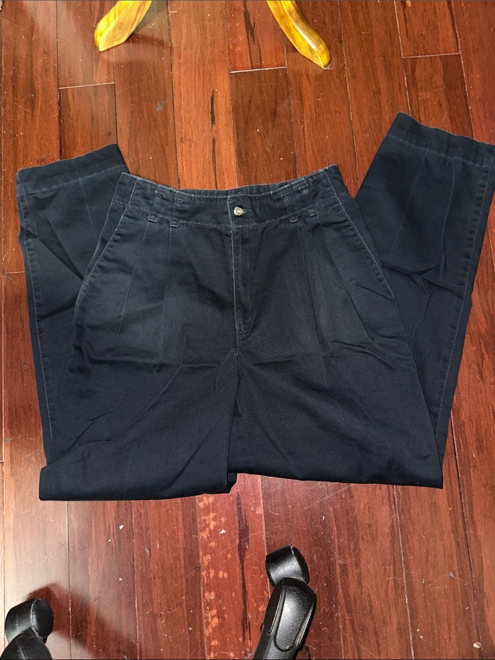 Vintage 90s Hunt Club Women's High Waisted Pleated Pants Black Comfort